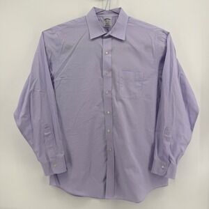 Brooks Brothers Dress Shirt Mens 16.5 35 Lavender Solid Supima Cotton Non-Iron